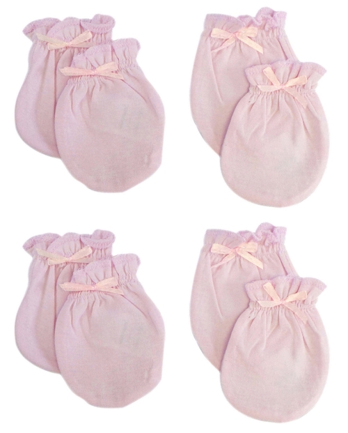 Bambini 116-Pink-4-Pack Infant Mittens, Pink - Pack of 4