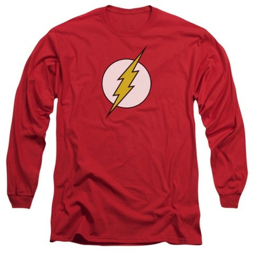 Dc-Flash Logo - Long Sleeve Adult 18-1 Tee - Red, Extra Large