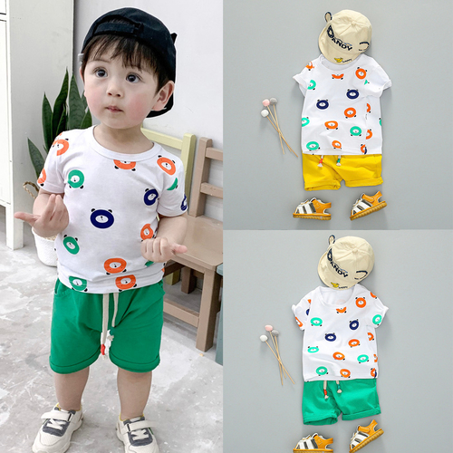 Summer Baby Boys Clothes Set Short Sleeve Cartoon