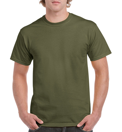 Heavy Cotton Military Green Adult T-Shirt, Large - Case of 12