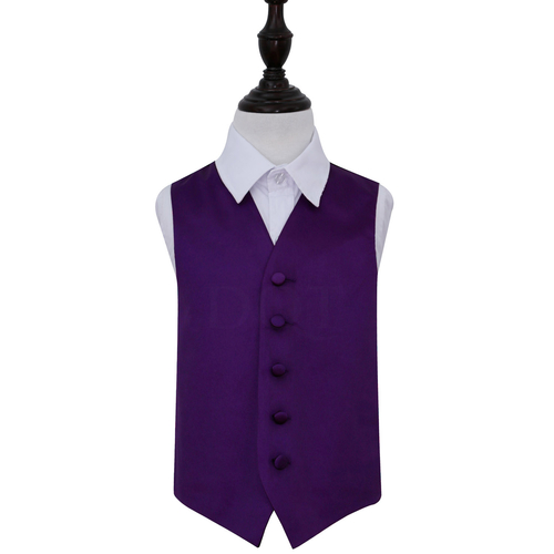 Plain Satin Waistcoat - Boys - Purple, 34'