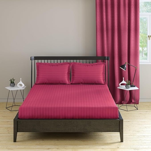 Basic 1Cm Satin Stripe Pure Cotton 210Tc, 3Pc Bedding Set, King Luxe