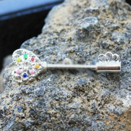 316L Stainless Steel Rainbow Key Nipple Bar