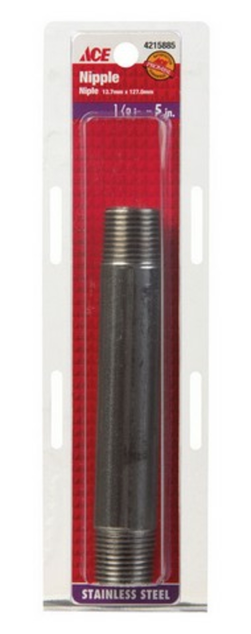 Smith-Cooper S8344NI004050CS 0.5 x 5 in. Stainless Nipple