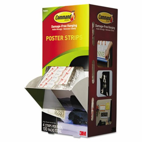 3M 17024CABPK Poster Strips- .75 in. x 2.13 in.- White- 100-Carton