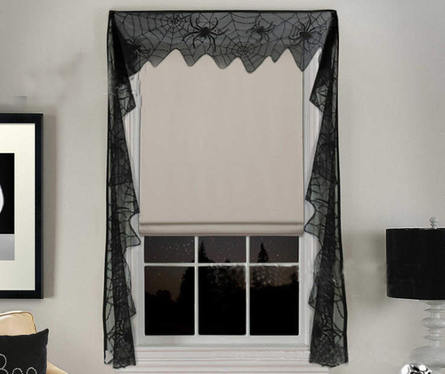 Halloween Decor Black Bat Spiderweb Lace Table