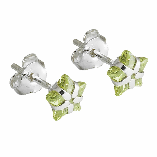 earring studs zirconia olive silver 925