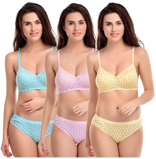 Women's Padded Lingerie Set Pack of 4 (Color Multicolour) (Size 32)