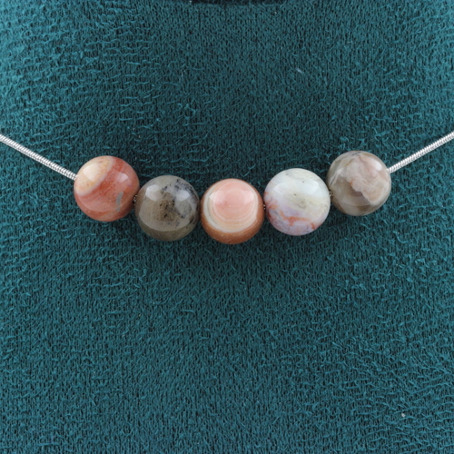 Petrified wood 5 beads 8 mm necklace. 