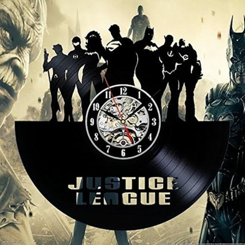JUSTICE LEAGUE COMICS HANDMADE VINYL RECORD WALL CLOCK