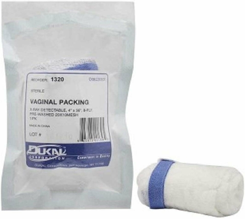 Dukal Case of 200 Vaginal Packing Sponges 4" x 36". Non-Sterile 100%