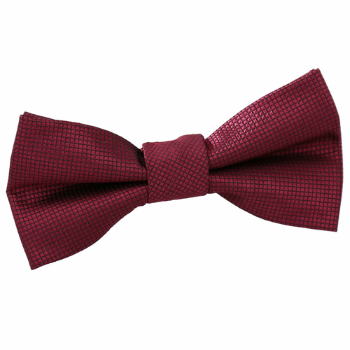 Solid Check Pre-Tied Bow Tie - Boys - Burgundy