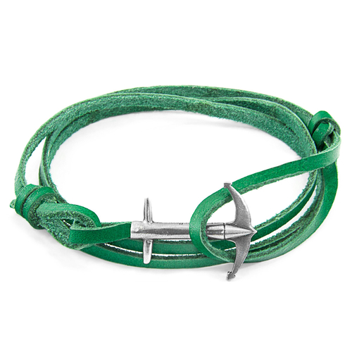 Fern Green Admiral Silver & Leather Bracelet