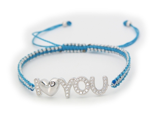 Fronay 212355A Sparkling I Love You Cord Bracelet
