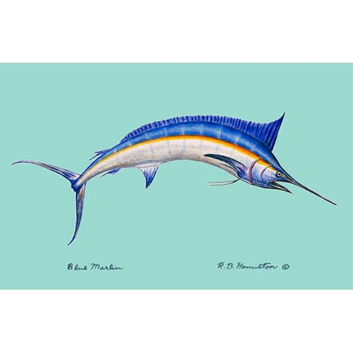 Betsy Drake BT015C Blue Marlin on Teal Beach Towel - 30 x 50 in.