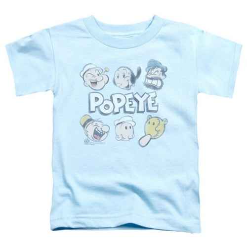 Trevco Popeye-Heads Up Short Sleeve Toddler Tee, Light Blue - Medi