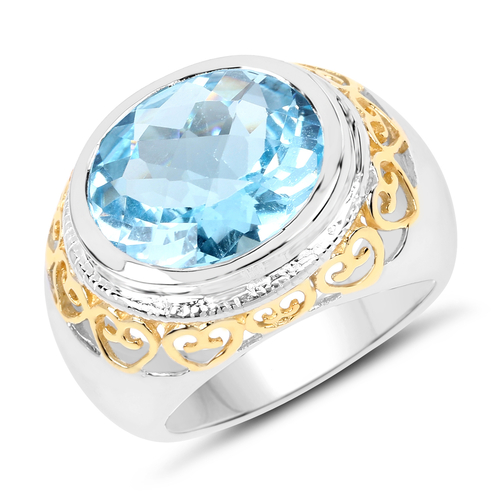 8.70 Carat Genuine Blue Topaz .925 Sterling Silver Ring