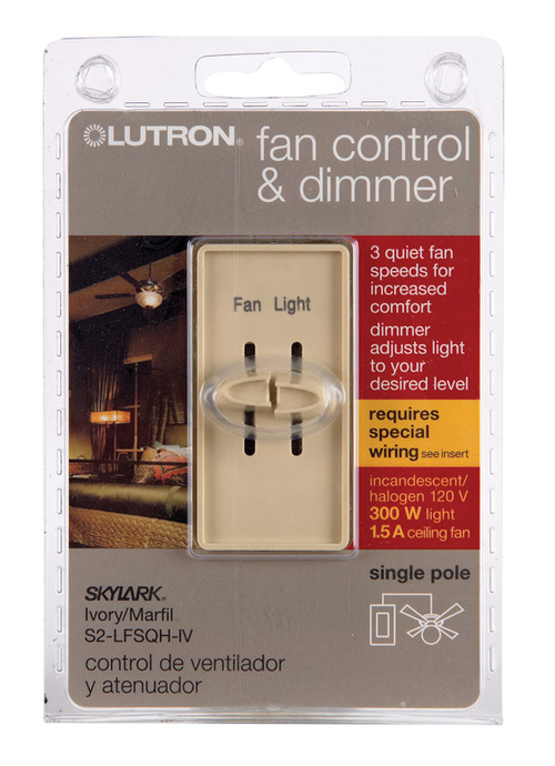 Lutron Electronics S2-LFSQH-IV Fan & Light Control  Ivory