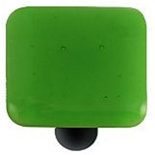Hot Knobs HK1020-KB Light Green Square Glass Cabinet Knob - Black Post