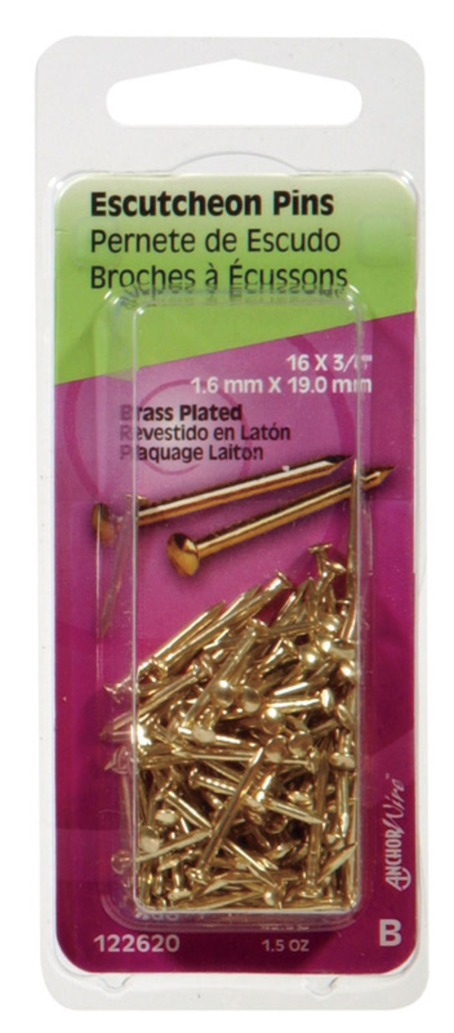 Hillman 5123542 0.75 in. Escutcheon Brass Plated Pins