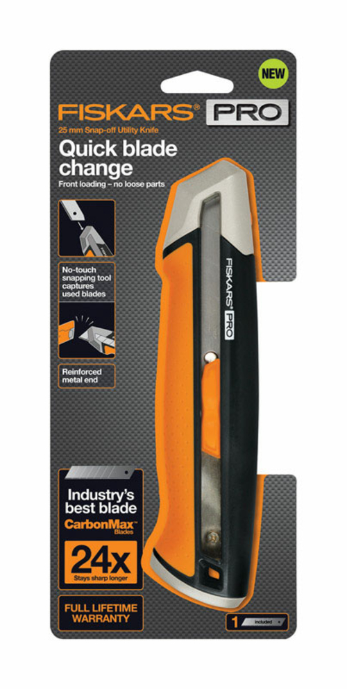 Fiskars 2829471 6 in. Pro Retractable Snap-Off Utility Knife - 6 Point