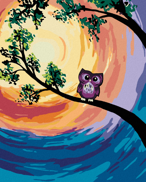 Paint by Numbers - WHITE KITTY AND A COLOURFUL BACKGROUND