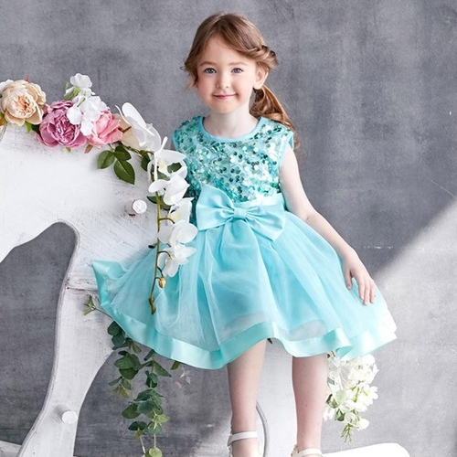 2018 New Trend Sequins Baby Girl Dress Floral