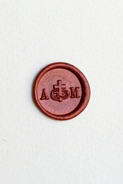 Custom initials with Cross and rings Wedding wax seal stamp