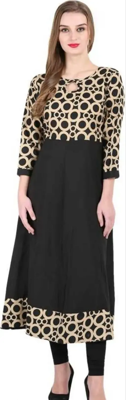 Elegant Women's Printed Crepe Anarkali Kurti - Stylish & Chic Ethnic