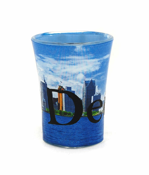 Americaware SGDET01 Detroit Full Color Etched  Shot Glass