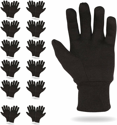 300 Pack Brown Jersey Gloves for Men 10". Reusable Washable Glove with