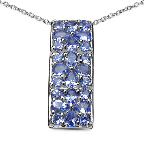 2.52 Carat Genuine Tanzanite .925 Sterling Silver Pendant