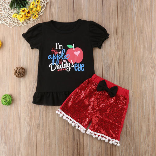 Toddler Baby Girls Boys Outfits Short Sleeve Tops