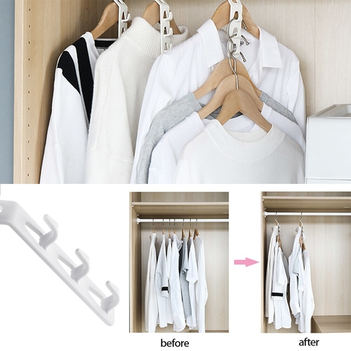 4pcs White Stack Hanger Wardrobe Space saving Hook