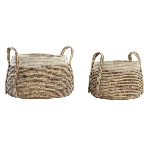 Basket set DKD Home Decor Tropical Natural Fibre Rushes (40 x 40 x 29