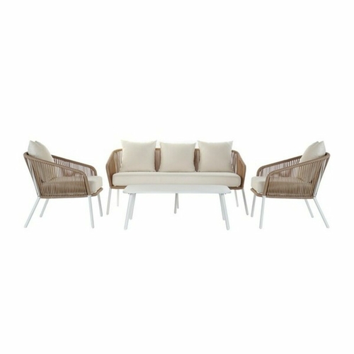 Sofa and table set DKD Home Decor MB-179038 Garden Beige Metal