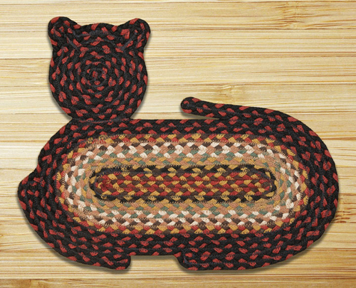 Earth Rugs 63-C319 Burgundy-Mustard-Ivory Cat Rug