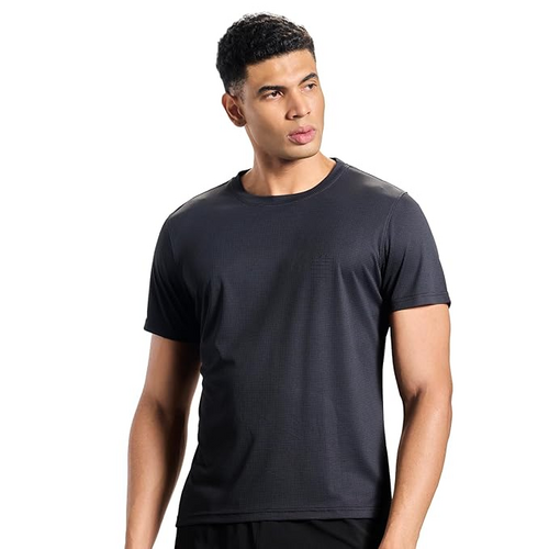Quick Dry Fit Regular Fit Tshirt For Sports (Size-L) (Color-BLACK)