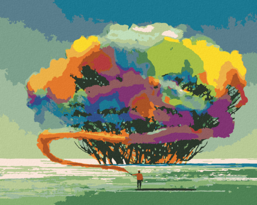 Paint by Numbers - TREE WITH COLOURFUL SMOKE