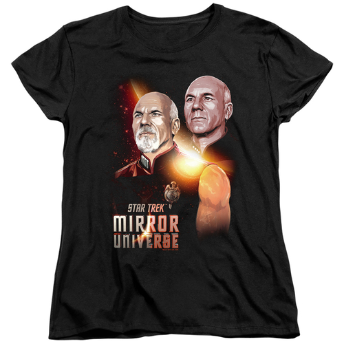 Trevco CBS2224-WT-3 Star Trek & Mirror Picard Womens Short Sleeve T-Sh