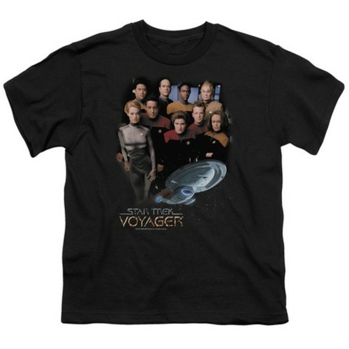 Trevco Star Trek-Voyager Crew - Short Sleeve Youth 18-1 Tee - Black
