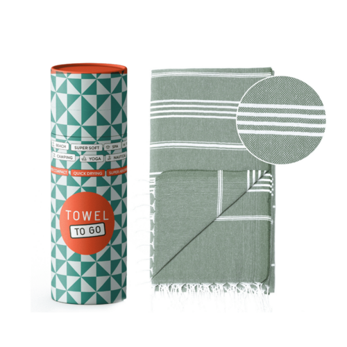 Beach Pool Hammam Towel, Khaki in Gift Box