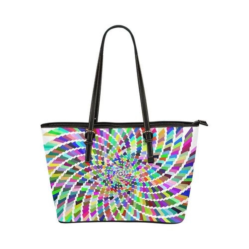 Large Leather Tote Shoulder Bag - Color Wheel Multicolor Illustration