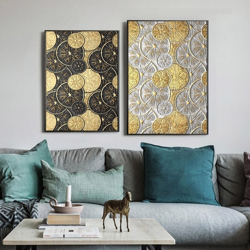 Modern Art Black and White Gold Lemon