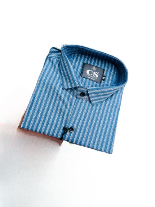 Men's Printed Full Sleeves Regular Fit Shirt  Blue