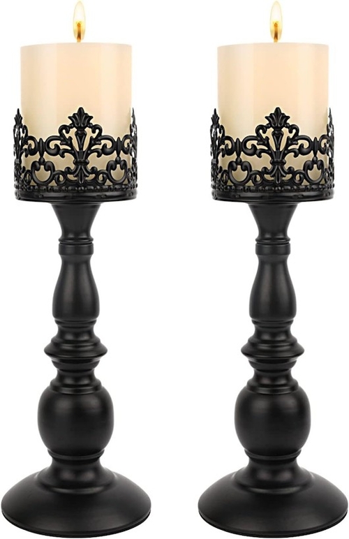 Candle Holders for Pillar Candles Gothic Matte Black Vintage Tall