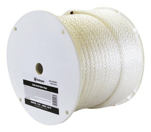 Wellington G1032S0250S Solid Braided Nylon Rope Spool  White - 0.5 in.