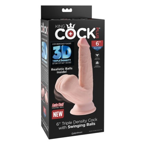 Pipedream King Cock Plus 6 in. Triple-Density Cock With Swinging Balls