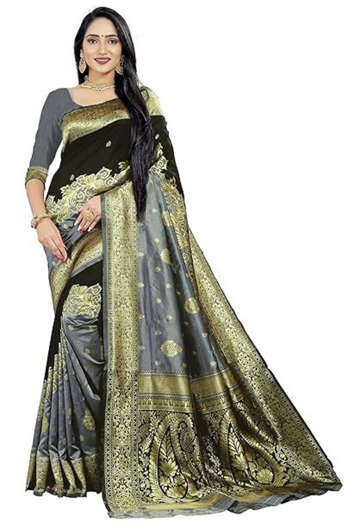 Pack Of 3 Women's Banarasi Silk Saree with Blouse Piece