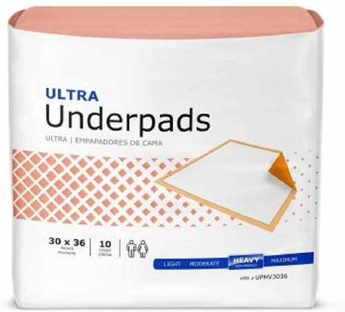 Absorbent Underpads 30" x 36". Pack of 100 Disposable Fluff/Underpads